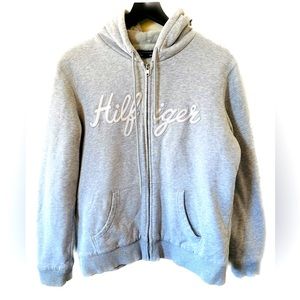Tommy Hilfiger full zip cozy hoodie sweater, size L, Color gray good condition